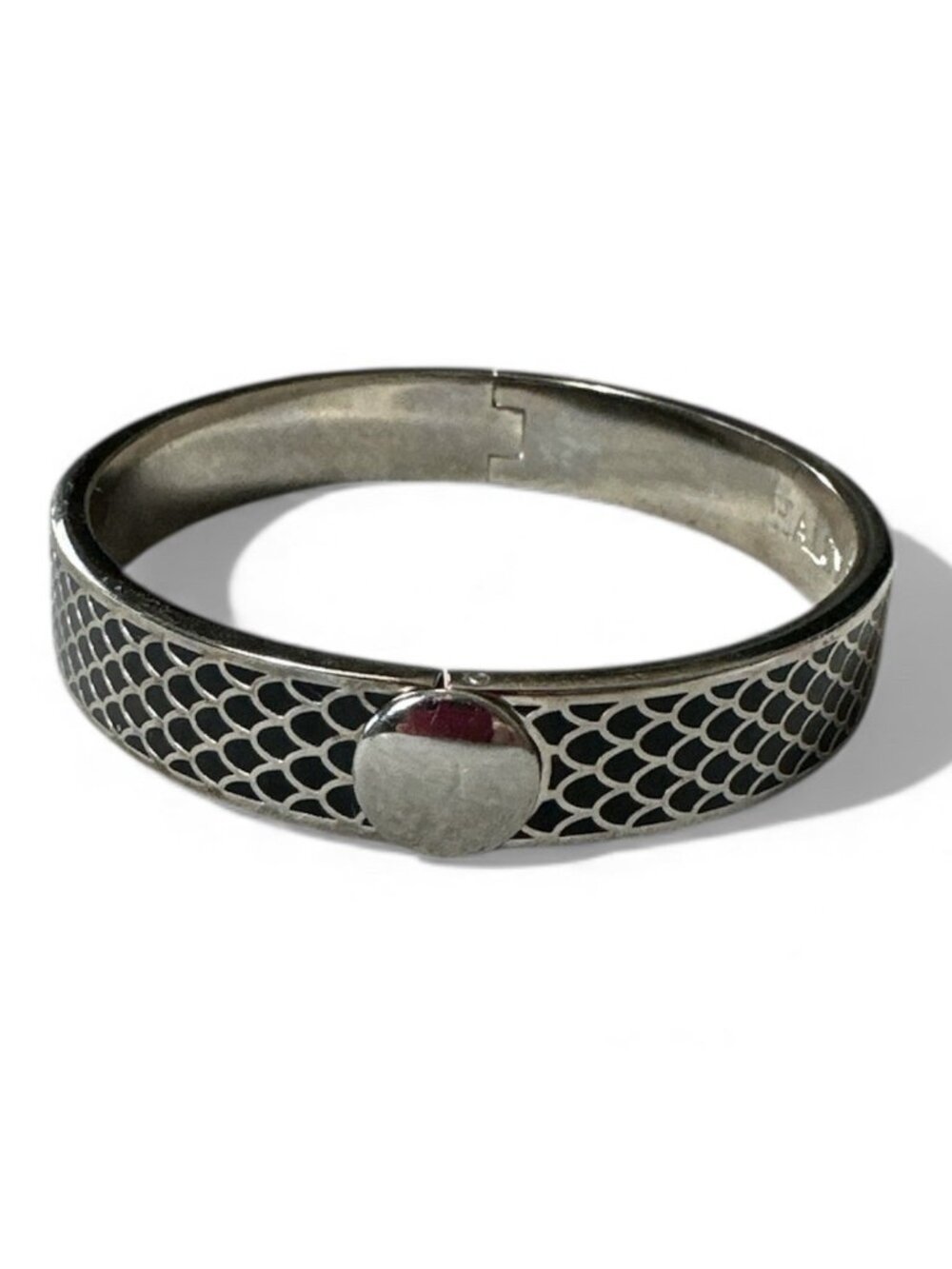 Halcyon Days Salamander Black/Silver Plated Hinged Bangle Bracelet  MSRP $240